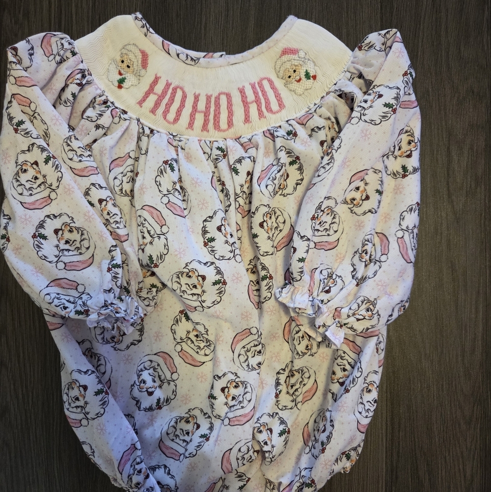 Pink Santa Smocked Bubble